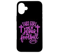 Cette Fille Court sur Jésus et Le Football Bible Religion Dieu Priez Coque pour iPhone 16 Plus