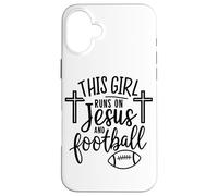 Cette Fille Court sur Jésus et Le Football Bible Religion Dieu Priez Coque pour iPhone 16 Plus