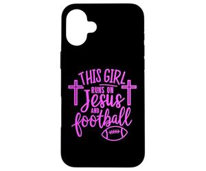 Cette Fille Court sur Jésus et Le Football Bible Religion Dieu Priez Coque pour iPhone 16 Plus