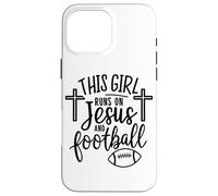 Cette Fille Court sur Jésus et Le Football Bible Religion Dieu Priez Coque pour iPhone 16 Pro Max