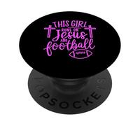 Cette Fille Court sur Jésus et Le Football Bible Religion Dieu Priez PopSockets PopGrip Adhésif