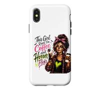 Cette Fille Court sur Un café et des Films d'horreur pour Halloween Coque pour iPhone X/XS