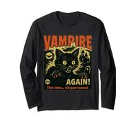 Cette Fois, C'est Vampire Cat Horror Dark Funny Night. Manche Longue