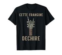 Cette Frangine Dechire Guitare Gothique Rocker Squelette T-Shirt