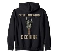 Cette Infirmiere Dechire Guitare Squelette Gothique Rocker Sweat à Capuche