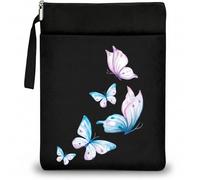 Cette jolie pochette de protection imperméable avec fermeture éclair et poche avant spacieuse - Cadeau parfait pour les amateurs de livres à couverture rigide ou de poche (papillon noir)