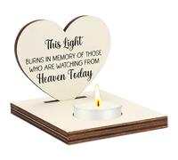 Cette lumière brûle en mémoire de ceux qui regardent depuis le ciel aujourd'hui, bougeoir commémoratif en bois, cadeau de condoléances pour la perte d'un être cher, souvenir de décoration d'intérieur