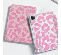 Cette magnifique et mignonne couverture arrière en acrylique transparent à double face avec imprimé léopard rose brillant a une fonction d'absorption des chocs. Elle convient aux iPad de 7e, 8e (10,2 