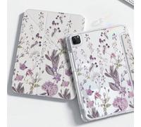 Cette magnifique et mignonne housse arrière en acrylique transparent à double face avec motif floral violet est résistante aux chocs et durable, convenant aux iPad de 7e, 8e (10,2 pouces) et 10e génér