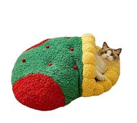 Cette maison pour chat en forme d'arbre de Noël est confortable et fermée, avec un tapis en peluche douce amovible et lavable, adaptée pour les chats d'intérieur, les chatons et autres petits animaux