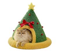 Cette maison pour chat en forme d'arbre de Noël est confortable et fermée, avec un tapis en peluche douce amovible et lavable, adaptée pour les chats d'intérieur, les chatons et autres petits animaux