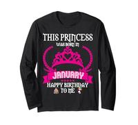 Cette Princesse est née en Janvier Funny Jan Birthday Queen Manche Longue