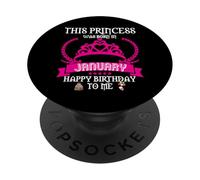 Cette Princesse est née en Janvier Funny Jan Birthday Queen PopSockets PopGrip Adhésif