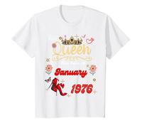 Cette Reine est née en Janvier 1976 Anniversaire de Janvier Femmes T-Shirt, Enfant, Blanc, 10 Ans