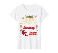 Cette Reine est née en Janvier 1976 Anniversaire de Janvier Femmes T-Shirt, Femme, Blanc, L