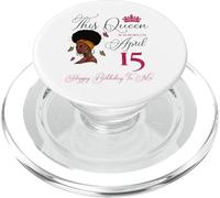 Cette Reine est née Le 15 Avril Afro Girl Cheveux naturels PopSockets PopGrip pour MagSafe