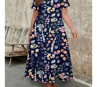 Cette robe imprimée florale de style bohème décontracté et minimaliste est parfaite pour la saison des fêtes. Elle convient aux grandes tailles, c'est une robe de style printemps/été élégante et indis