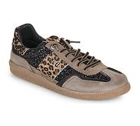 CETTI Chaussures décontractées en cuir, brillantes, imprimé animal, léopard, cordon élastique, semelle en caoutchouc, pour femme, Noir , 39 EU