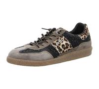 CETTI Chaussures décontractées en cuir, brillantes, imprimé animal, léopard, cordon élastique, semelle en caoutchouc, pour femme, Noir , 40 EU