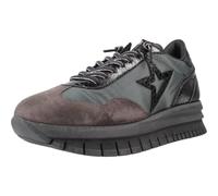 Cetti Chaussures de sport avec talon compensé et plateforme, cuir et textile, cordon élastique, semelle en caoutchouc, pour femme, Gris plomb, 38 EU