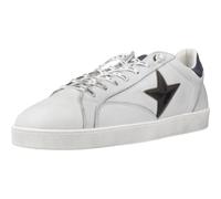 CETTI Chaussures décontractées en cuir, avec cordon élastique, effet sale, semelle en caoutchouc, pour homme, blanc, 43 EU