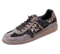 CETTI Chaussures décontractées en cuir, brillantes, imprimé animal, léopard, cordon élastique, semelle en caoutchouc, pour femme, Noir , 40 EU