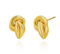CETVLY Boucles d'oreilles à tige en or pour femme - Nœud géométrique minimaliste - Épais et irrégulier - Style vintage - Bijoux uniques et élégants