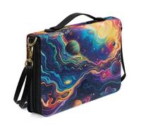 Ceudet A Rose Imprimé Bible Étui pour femme avec poignée supérieure et sangles, étui de transport pour église Grande protection de la Bible à fermeture éclair, Planète nébuleuse Trippy, 2 XL