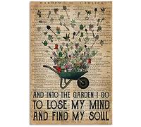 Ceudet Affiches en métal imprimées - Décoration murale et « In The Garden I Go to Lose My Mind Find Soul » - Accessoires de signalisation à suspendre pour décoration de fond de maison - 20,3 x 30,5 cm