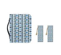Ceudet AFlower - Housse de bible pour femme avec poignée durable en cuir synthétique pour adolescentes, marque-pages multifonction, Motif bleu aztèque, M-9.2"x6.3"x1.6"