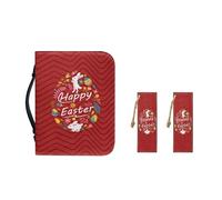 Ceudet AFlower - Housse de bible pour femme avec poignée durable en cuir synthétique pour adolescentes, marque-pages multifonction, Œuf lapin de Pâques rouge, 2XL-12"x9"x2.4"