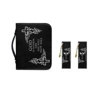 Ceudet AFlower - Housse de bible pour femme avec poignée durable en cuir synthétique pour adolescentes, marque-pages multifonction, Croix noire de Pâques, M-9.2"x6.3"x1.6"