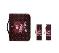 Ceudet AFlower - Housse de bible pour femme avec poignée durable en cuir synthétique pour adolescentes, marque-pages multifonction, Rose de Saint-Valentin, M-9.2"x6.3"x1.6"