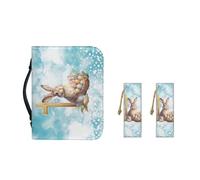 Ceudet AFlower - Housse de bible pour femme avec poignée durable en cuir synthétique pour adolescentes, marque-pages multifonction, Croix de lapin mignon de Pâques, XL-11.2"x8"x2.2"