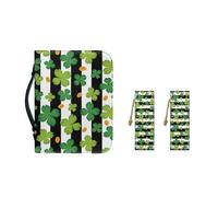 Ceudet AFlower - Housse de bible pour femme avec poignée durable en cuir synthétique pour adolescentes, marque-pages multifonction, Herbe porte-bonheur Saint-Patrick, XL-11.2"x8"x2.2"