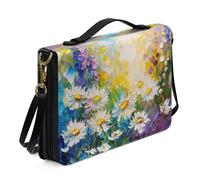 Ceudet AParrot - Sac de bible pour femmes et filles, étui de transport léger en cuir synthétique avec sangle et poignée, marque-page, sac d'église, Fleurs blanches., x-large