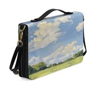 Ceudet AParrot - Sac de bible pour femmes et filles, étui de transport léger en cuir synthétique avec sangle et poignée, marque-page, sac d'église, Bleu ciel et herbe, M