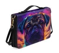 Ceudet AParrot - Sac de bible pour femmes et filles, étui de transport léger en cuir synthétique avec sangle et poignée, marque-page, sac d'église, Carlin dégradé Trippy, 2 XL