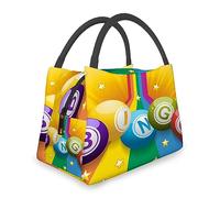 Ceudet Balles de bingo, sac à déjeuner réutilisable pour homme et femme, boules de bingo colorées sur arc-en-ciel, sac à déjeuner simple moderne isotherme pour le travail, le bureau, les voyages, les