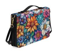 Ceudet Basset Hound Étui de transport de la Bible avec bandoulière pour femmes et filles - Sac fourre-tout en cuir pour l'église - Taille XXL, Boho Flower-Blue, M
