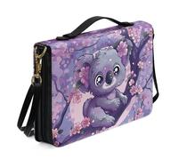 Ceudet Bear APrinted Bible Cover Case, Women Bible Covers Carry Book Case Portable Bible Study Tote Bag for Christian, Robuste Bible Holder Bible Accessories, L, Koala Floral Violet, XXL