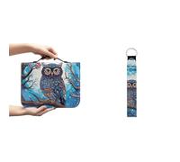 Ceudet Cat AWomen Étui de transport en cuir synthétique pour bible Grande taille Sac fourre-tout Dragonne porte-clés, chouette, L(10.2*7*1.9 inches)