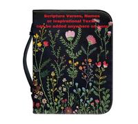 Ceudet Couverture de la Bible personnalisée pour femme - Étui élégant et personnalisé avec poignées - Étui biblique pour journal, ajoutez des noms, des écritures, des textes inspirants, croix florale