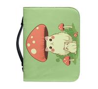 Ceudet Couverture de la Bible pour femme Grande capacité Sac quotidien Étui pour livre d'église Écriture Protecteur Cadeaux de vacances, Chat mignon avec chapeau champignon, X-Large