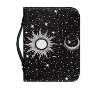 Ceudet Couverture de la Bible pour femme Grande capacité Sac quotidien Étui pour livre d'église Écriture Protecteur Cadeaux de vacances, Black Moon Sun, M