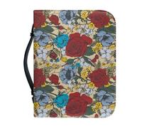 Ceudet Couverture de la Bible pour femme Grande capacité Sac quotidien Étui pour livre d'église Écriture Protecteur Cadeaux de vacances, Imprimé fleurs roses rouges, XXLarge