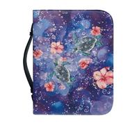 Ceudet Couverture de la Bible pour femme Grande capacité Sac quotidien Étui pour livre d'église Écriture Protecteur Cadeaux de vacances, Fleurs d'hibiscus tortue de mer, M