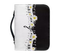 Ceudet Couverture de la Bible pour femme Grande capacité Sac quotidien Étui pour livre d'église Écriture Protecteur Cadeaux de vacances, Daisy Music Notes avec clavier de piano, L