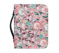Ceudet Couverture de la Bible pour femme Grande capacité Sac quotidien Étui pour livre d'église Écriture Protecteur Cadeaux de vacances, Imprimé axolotl heureux, M