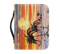 Ceudet Couverture de la Bible pour femme Grande capacité Sac quotidien Étui pour livre d'église Écriture Protecteur Cadeaux de vacances, Magnifique cocotier coucher de soleil, L